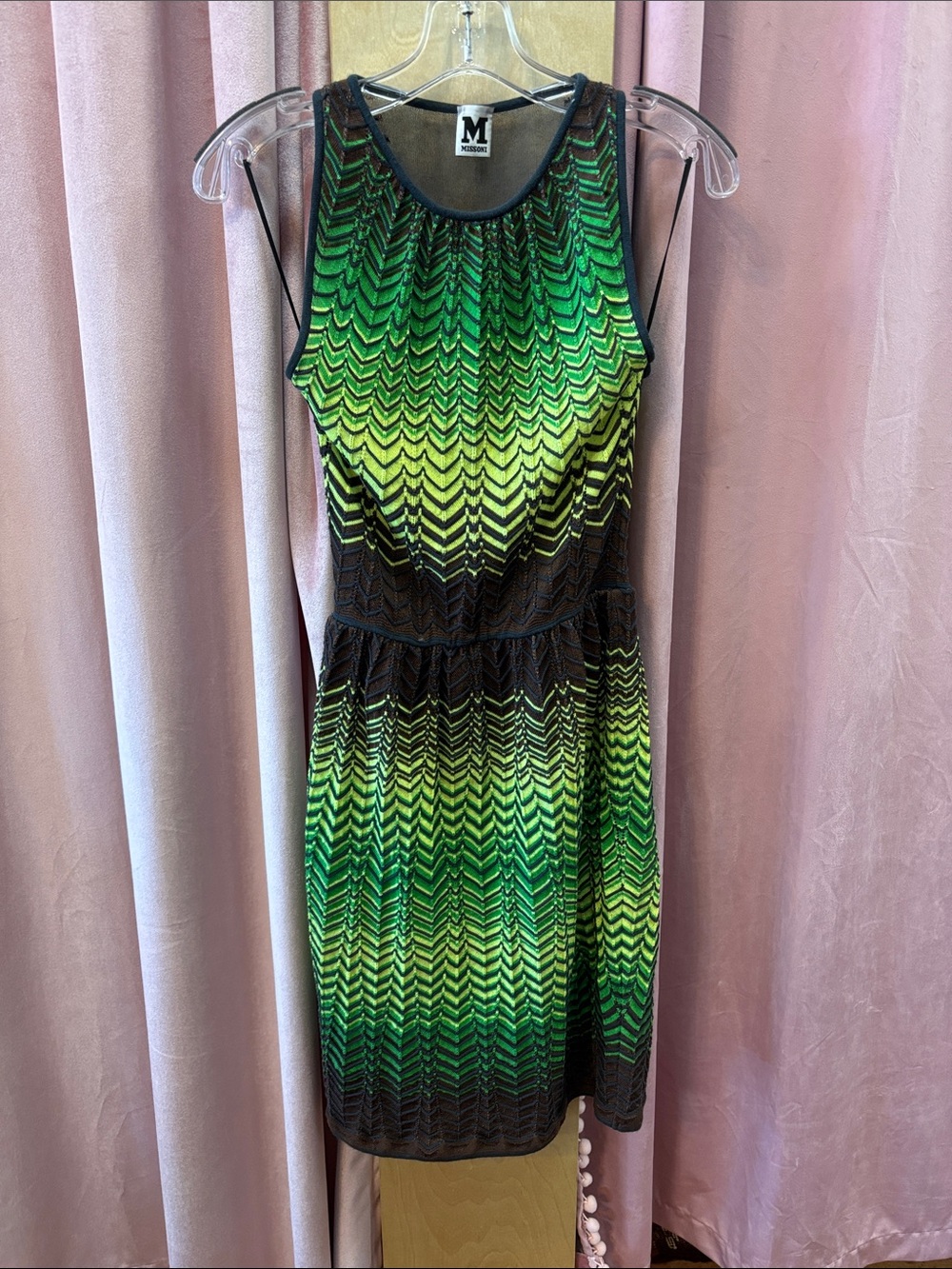 Missoni green zig zag detail dress size 2